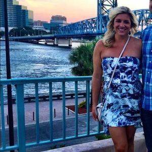 Blue Tie Dye Strapless dress